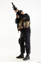 Whole Body Weapons-Rifle Man Pose with machine rifle White Army Athletic Bearded Studio photo references